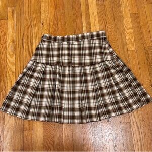 H&M Brown Plaid A-Line Skirt